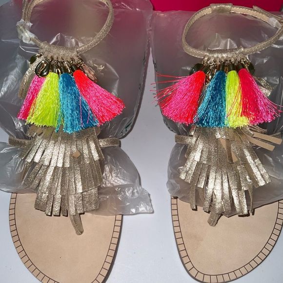 Lilly Pulitzer NWT Zoe Sandals Gold Metallic Size 7, 9.5 M - Picture 6 of 16